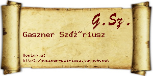 Gaszner Szíriusz névjegykártya